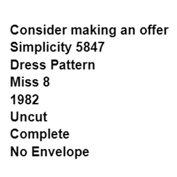 Simplicity 5847 Pattern Dress Miss 10 Uncut Pullover Back Slit Side Pockets - Picture 3 of 7